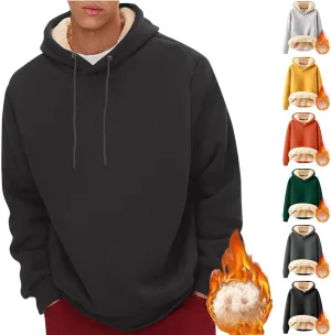 Men's Casual Fleece Sherpa Lined Hoodie Winter Warm Pullover Hooded Sweatshirt
