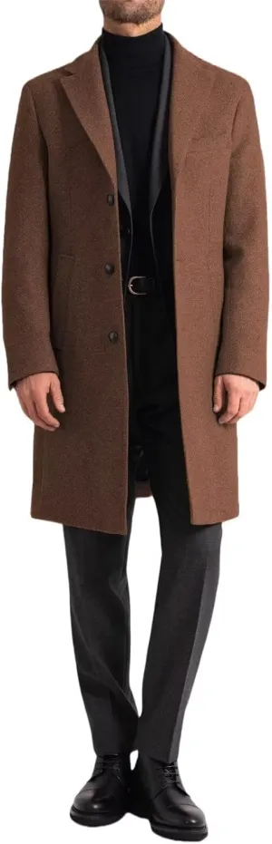 Men's Classic Coat Winter Wool Blend Long Trench Coat Notch Lapel Single Breasted Business Party Overcoat ASDF10