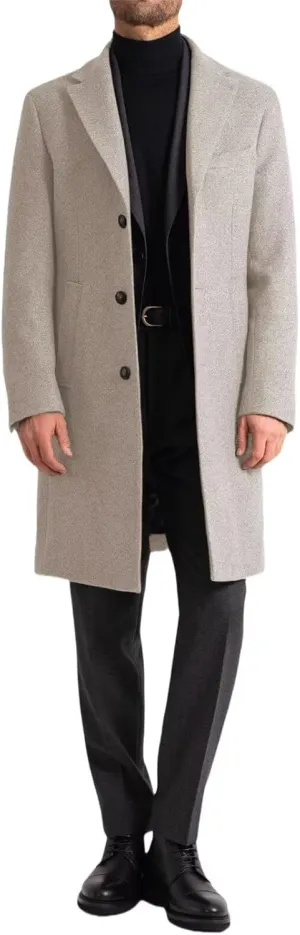 Men's Classic Coat Winter Wool Blend Long Trench Coat Notch Lapel Single Breasted Business Party Overcoat ASDF10