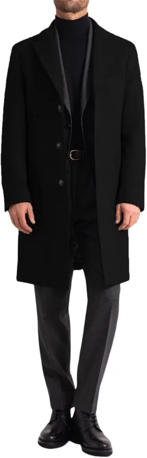 Men's Classic Coat Winter Wool Blend Long Trench Coat Notch Lapel Single Breasted Business Party Overcoat ASDF10