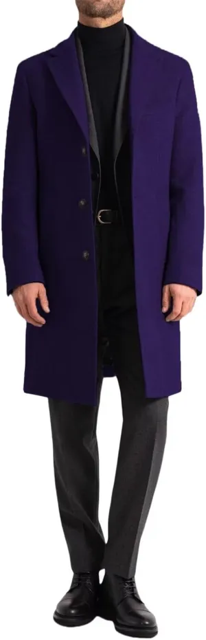 Men's Classic Coat Winter Wool Blend Long Trench Coat Notch Lapel Single Breasted Business Party Overcoat ASDF10