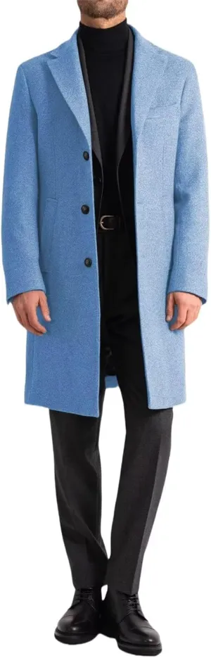 Men's Classic Coat Winter Wool Blend Long Trench Coat Notch Lapel Single Breasted Business Party Overcoat ASDF10