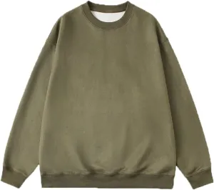 Men's Crewneck Sweatshirts Loose Fit Fleece Pullover Tops Casual Basic Plain Sweatshirt Winter Fall Long Sleeve Shirt