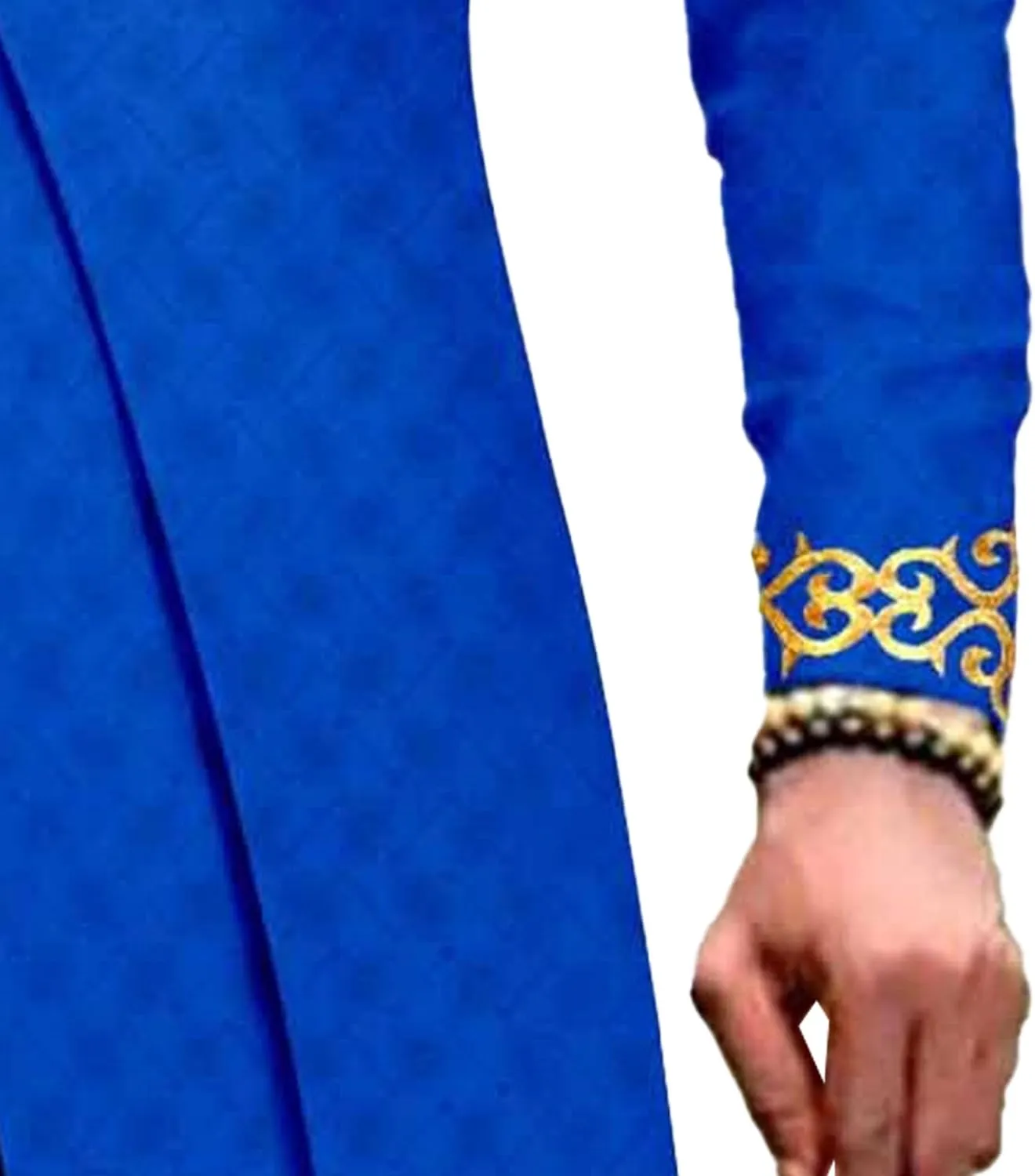 Men's Double Breasted Slim Fit Embroidery Suits African Chain Decorate Ethnic Suits Slim Fit Blazer Pants Outfits