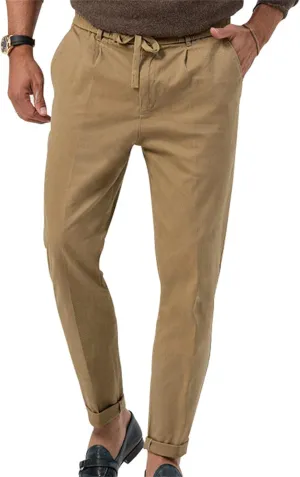 Mens Drawstring Cotton Linen Pants Comfy Drawstring Sweatpants Elastic Waist Casual Loose Business Trousers