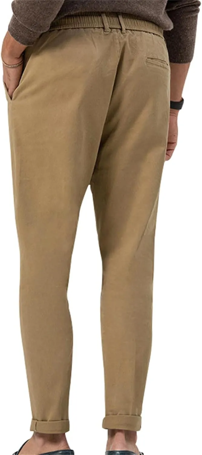 Mens Drawstring Cotton Linen Pants Comfy Drawstring Sweatpants Elastic Waist Casual Loose Business Trousers