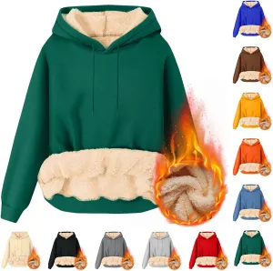 Mens Fleece Hoodie Casual Sherpa Pullover Drawstring Thick Warm Heavy Weight Hooded Sweatshirt Winter Clothes