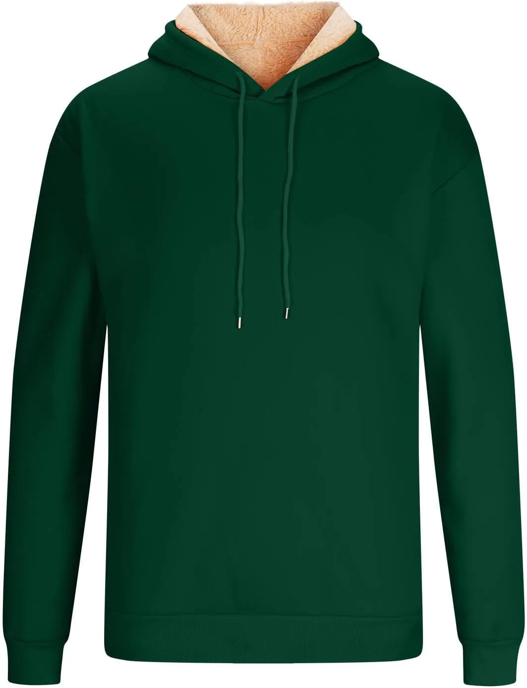 Mens Fleece Hoodie Casual Sherpa Pullover Drawstring Thick Warm Heavy Weight Hooded Sweatshirt Winter Clothes
