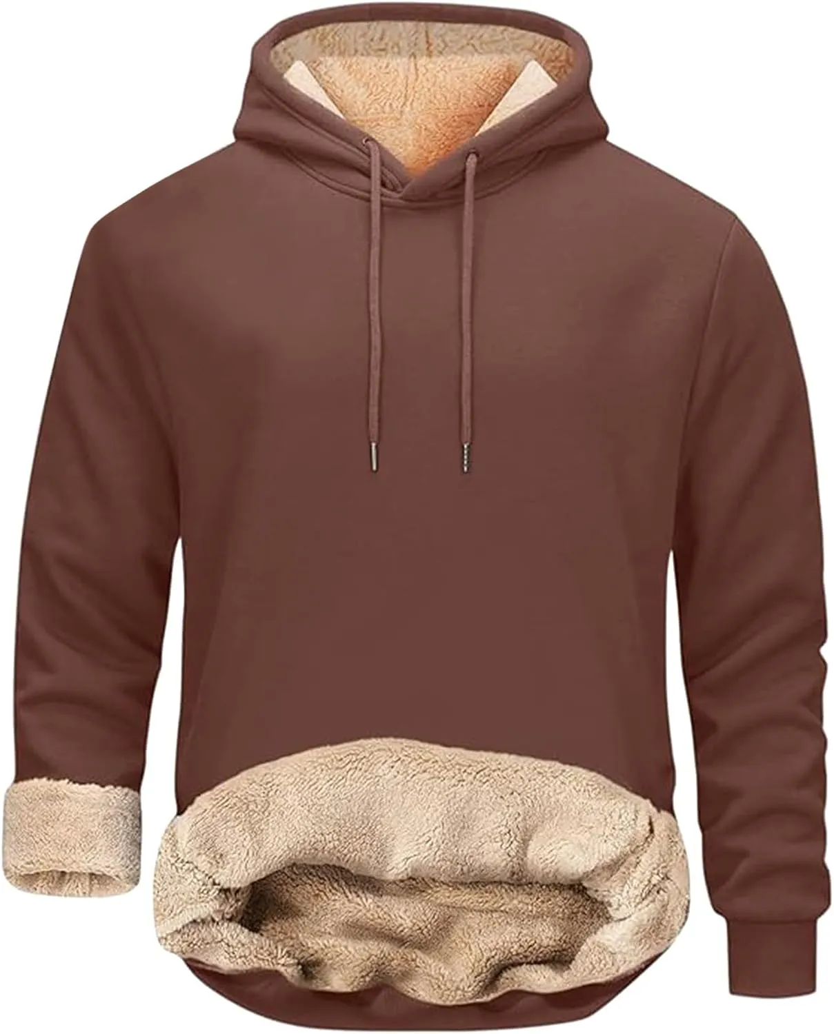 Mens Fleece Sherpa Lined Tracksuit 2 Piece Warm Hoodie Sweatshirts Sweatpants Suit Set Casual Trendy Winter Pullover