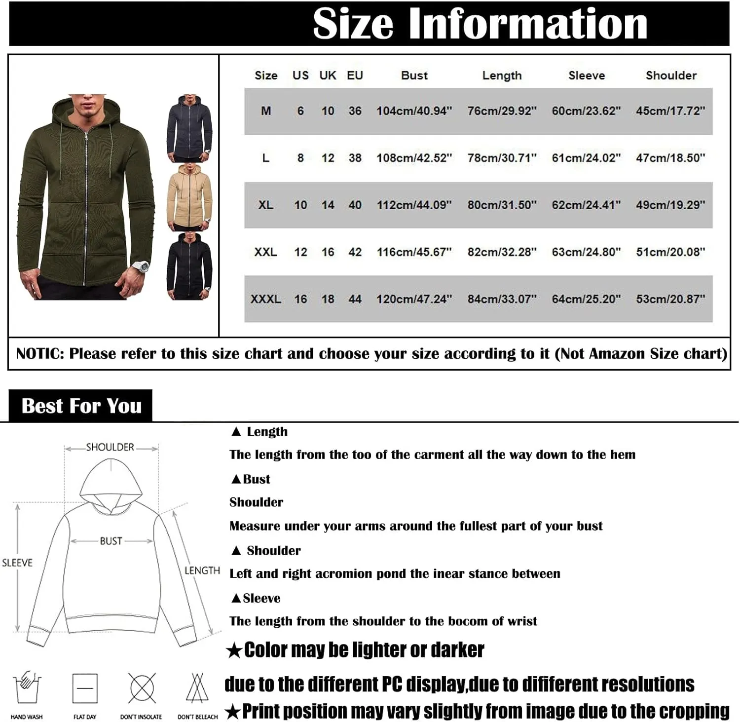 Men's Full Zip Hoodies Casual Camouflage Sports Sweatshirt Long Sleeve Zipper Hooded Jacket Coat