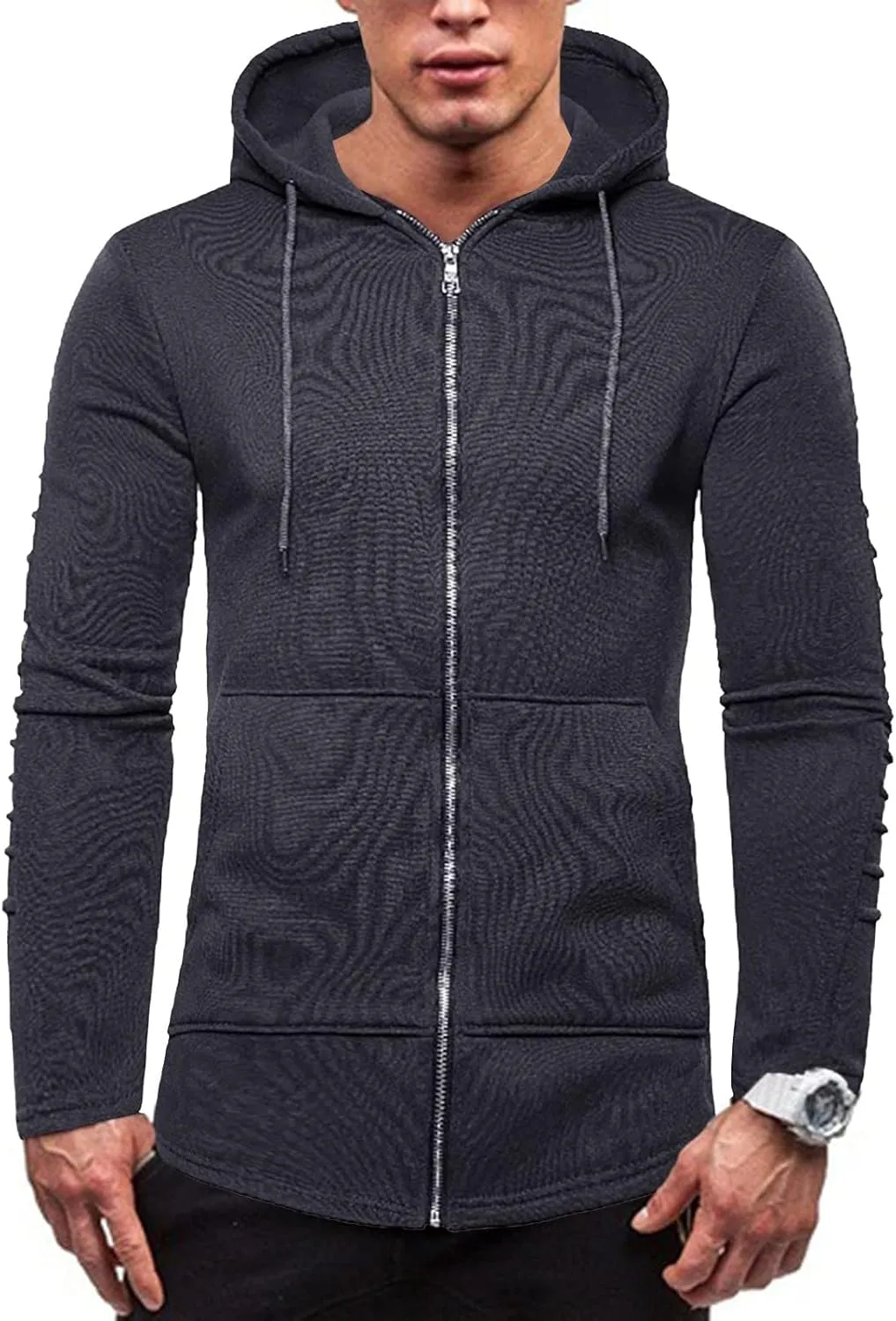 Men's Full Zip Hoodies Casual Camouflage Sports Sweatshirt Long Sleeve Zipper Hooded Jacket Coat