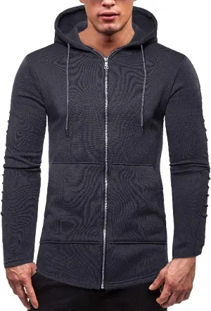 Men's Full Zip Hoodies Casual Camouflage Sports Sweatshirt Long Sleeve Zipper Hooded Jacket Coat