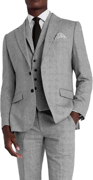 Men's Herringbone Tweed Suits for Men Wedding Suits Slim Fit 3 Piece Formal Business Suit