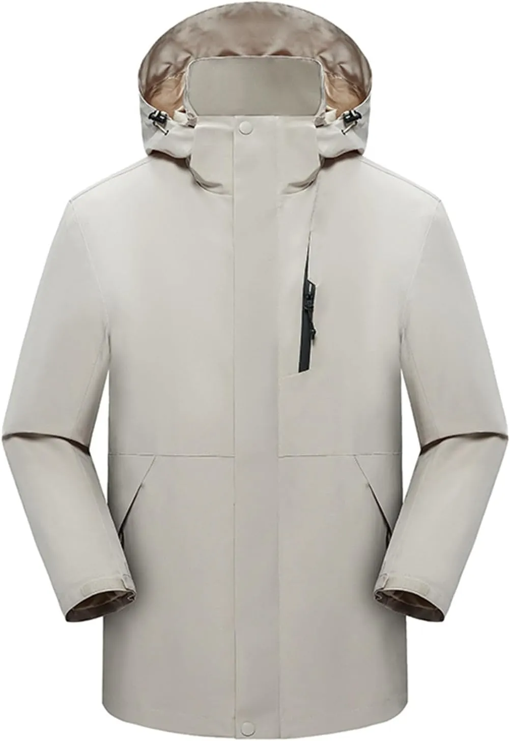 Men's Hooded Jacket Zipper Lightweight Waterproof Outdoor Raincoat Jacket for Hiking Travel Rain Jacket with Pockets