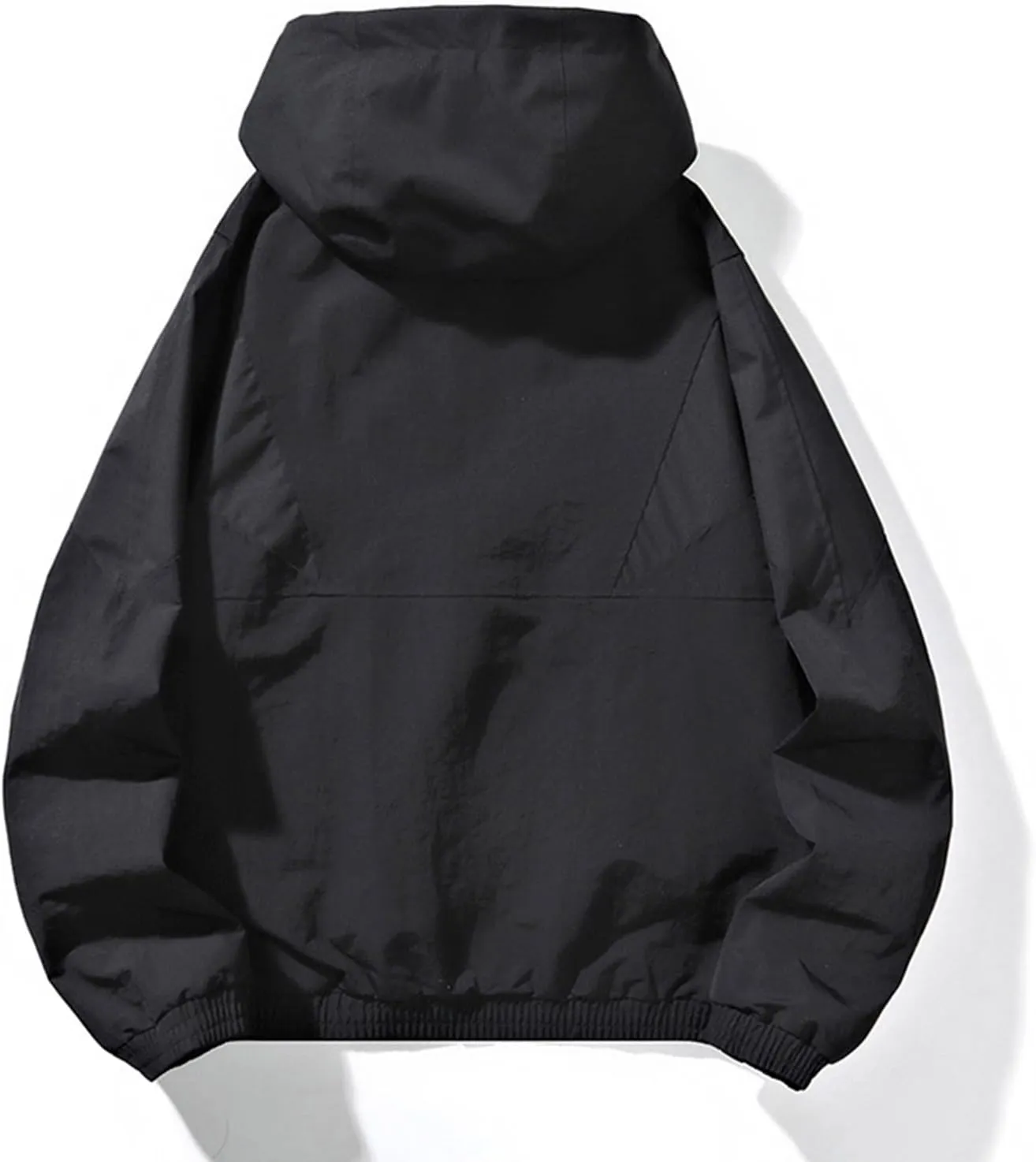 Men's Hooded Jacket Zipper Lightweight Waterproof Outdoor Raincoat Jacket for Hiking Travel Rain Jacket with Pockets