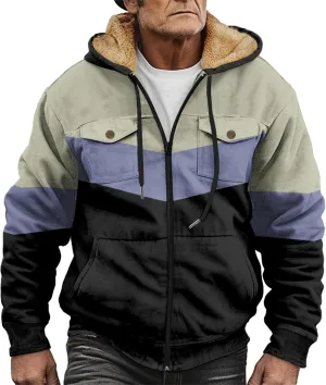Men's Hoodie Fleece Jacket Winter Warm Thick Jackets Full Zip Heavyweight Casual Coat