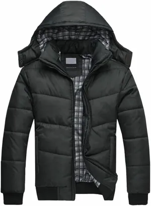 Mens Long Winter Coat Hooded Quilted Warm Parka Jacket Down Coat Winter Warm Down Puffer Jacket Coat for Snow Ski