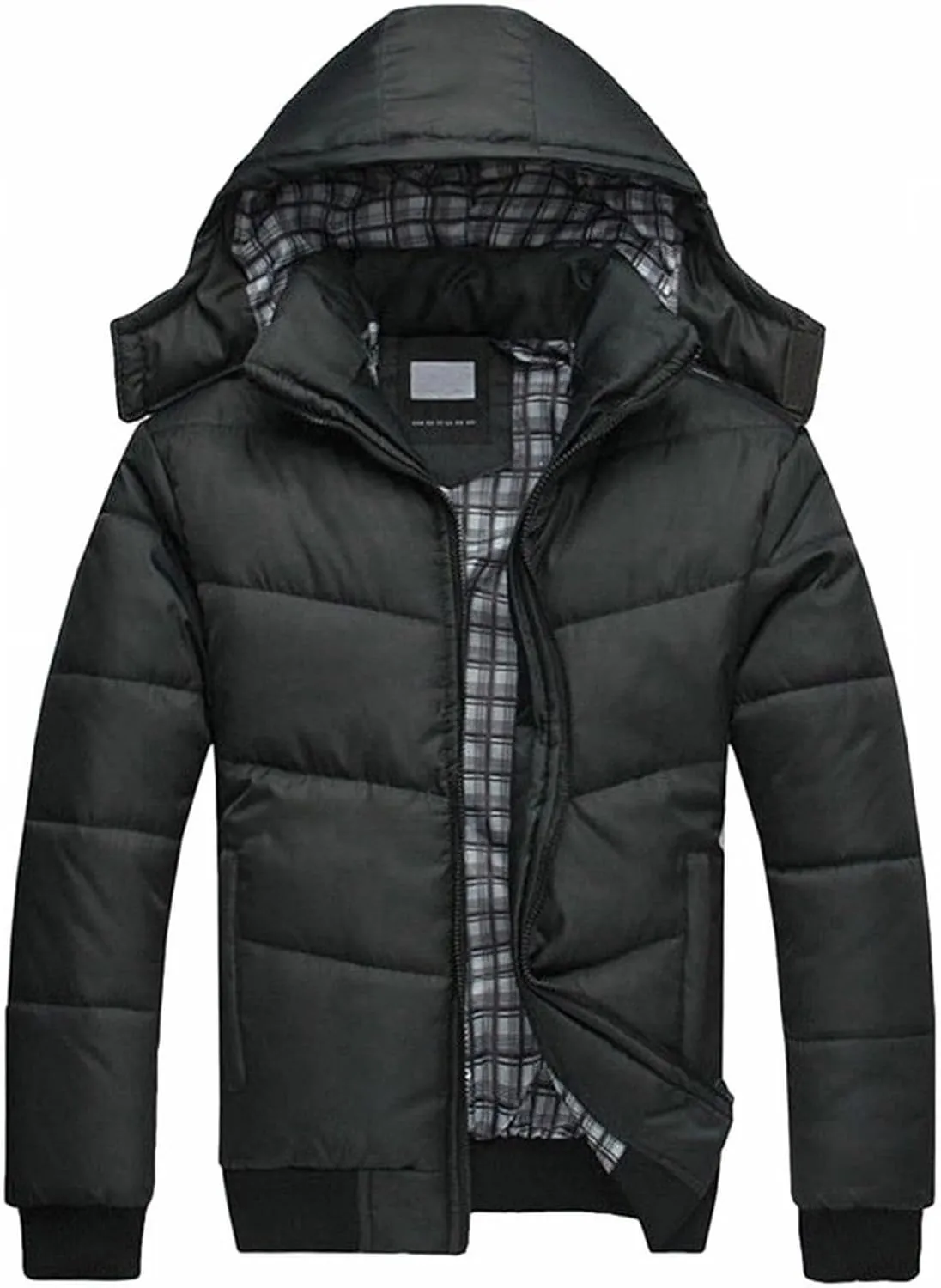 Mens Long Winter Coat Hooded Quilted Warm Parka Jacket Down Coat Winter Warm Down Puffer Jacket Coat for Snow Ski