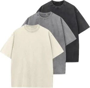 Men's Oversized Cotton T-Shirts Unisex Vintage Streetwear Tee Loose Fit Casual Shirt Gym Lounge Wear