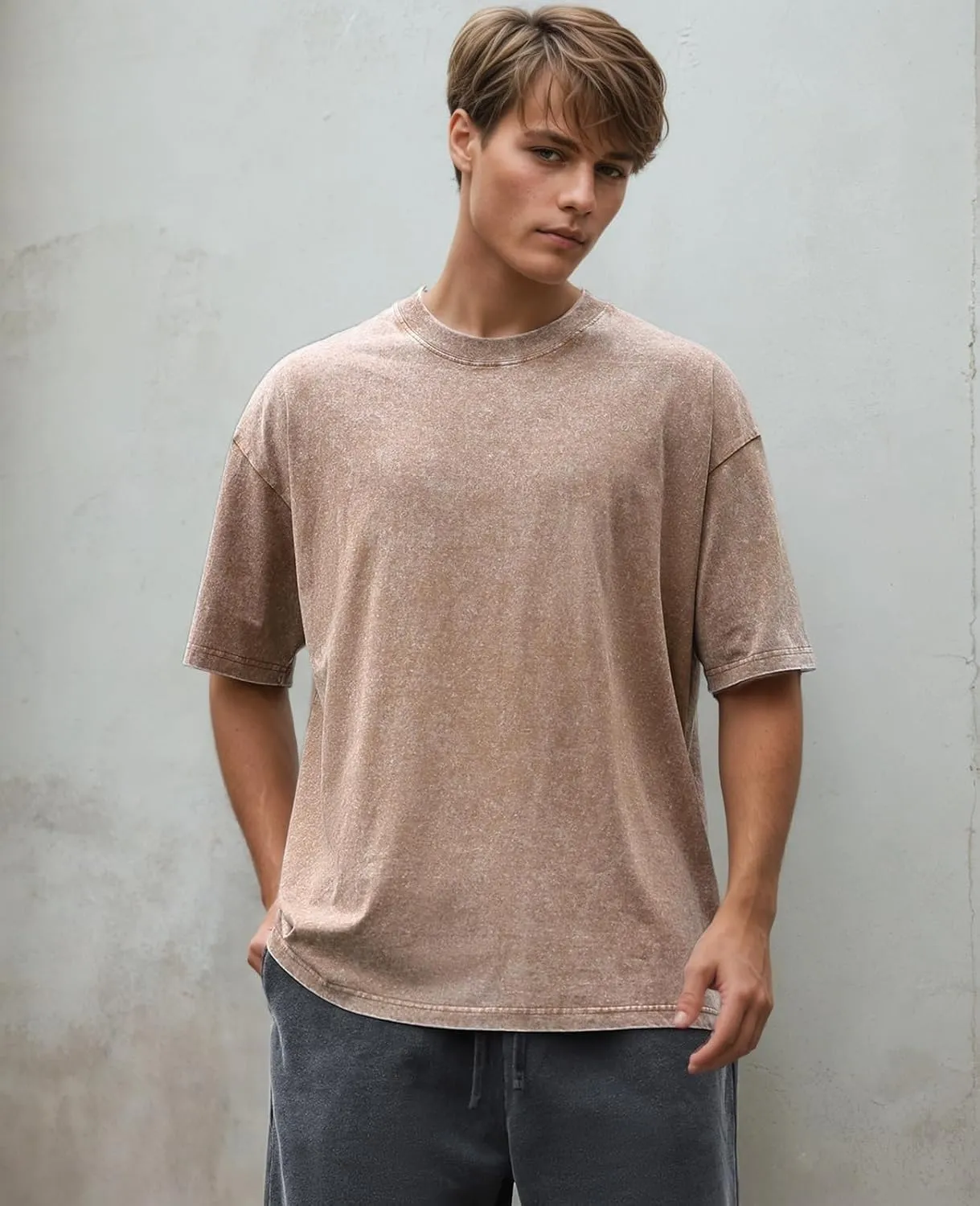 Men's Oversized Cotton T-Shirts Unisex Vintage Streetwear Tee Loose Fit Casual Shirt Gym Lounge Wear