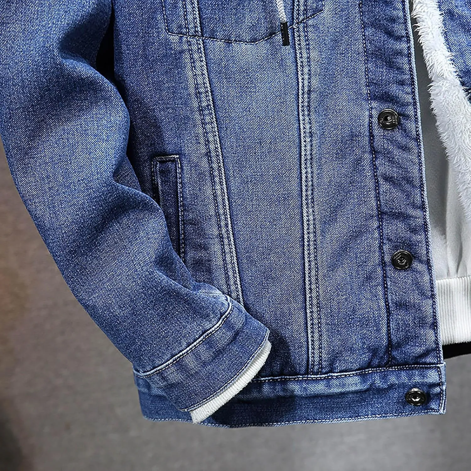 Men's Sherpa Fleece Lined Denim Jacket Warm Winter Trucker Jacket Cowboy Jean Jacket Winter Warm Hoodies