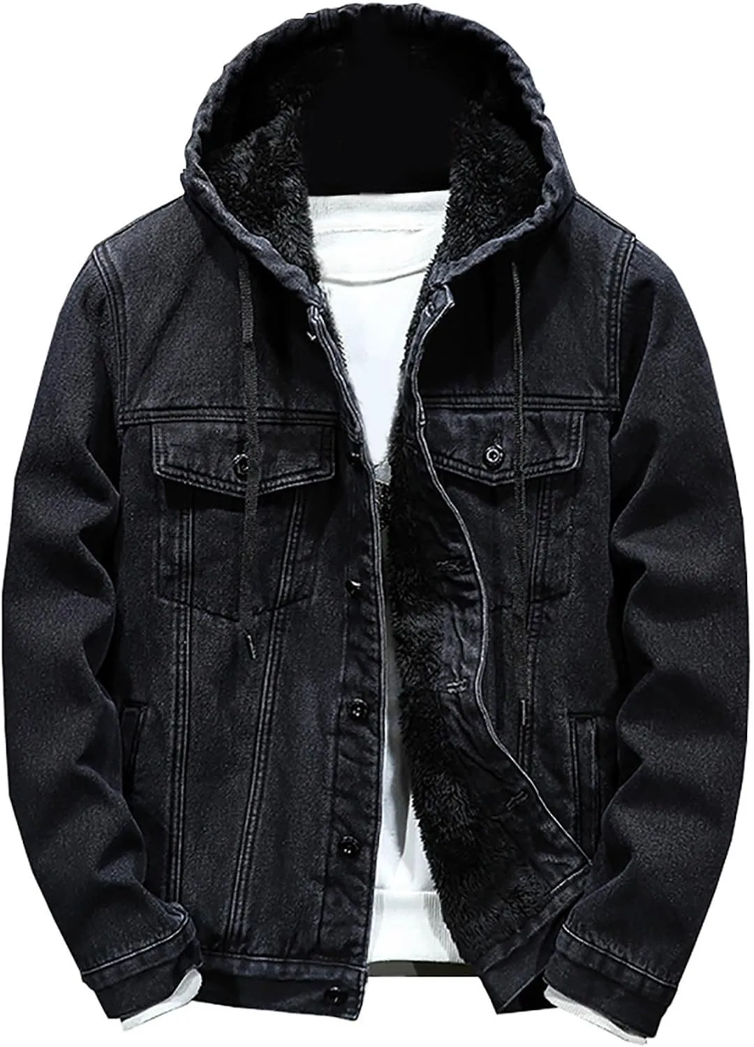 Men's Sherpa Fleece Lined Denim Jacket Warm Winter Trucker Jacket Cowboy Jean Jacket Winter Warm Hoodies