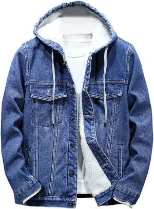 Men's Sherpa Fleece Lined Denim Jacket Warm Winter Trucker Jacket Cowboy Jean Jacket Winter Warm Hoodies