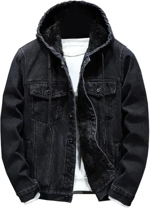 Men's Sherpa Fleece Lined Denim Jacket Warm Winter Trucker Jacket Cowboy Jean Jacket Winter Warm Hoodies