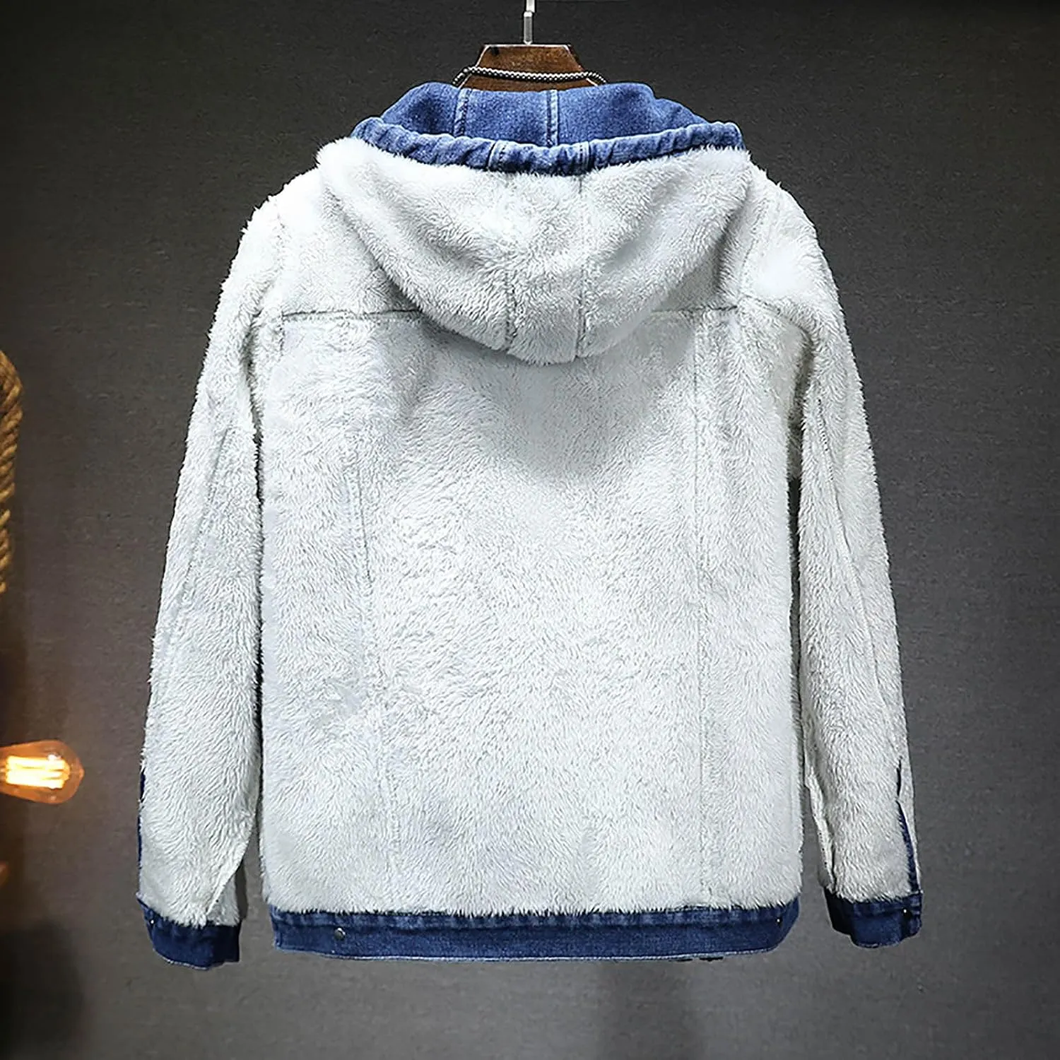 Men's Sherpa Fleece Lined Denim Jacket Warm Winter Trucker Jacket Cowboy Jean Jacket Winter Warm Hoodies