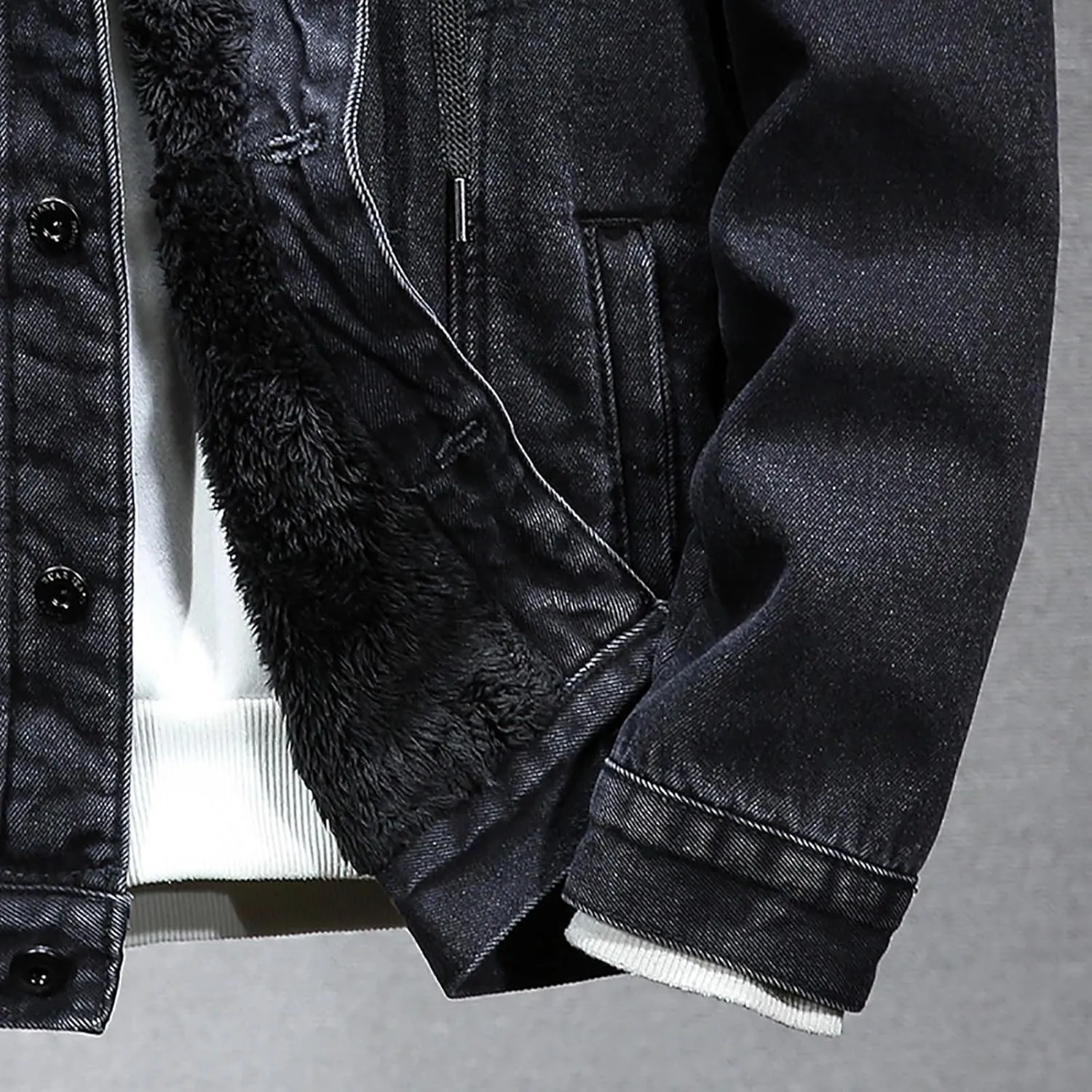 Men's Sherpa Fleece Lined Denim Jacket Warm Winter Trucker Jacket Cowboy Jean Jacket Winter Warm Hoodies