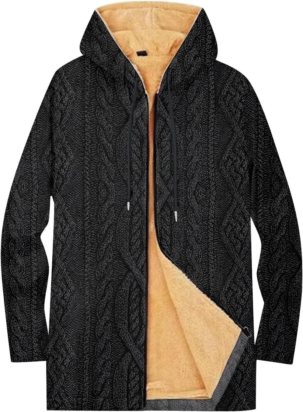 Mens Sherpa Hoodie Full-Zip Heavyweight Casual Hooded Warm Thick Thermal Hoodies
