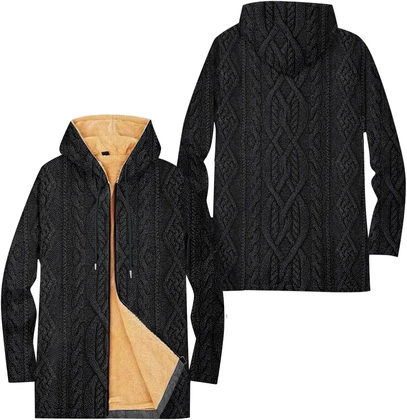 Mens Sherpa Hoodie Full-Zip Heavyweight Casual Hooded Warm Thick Thermal Hoodies