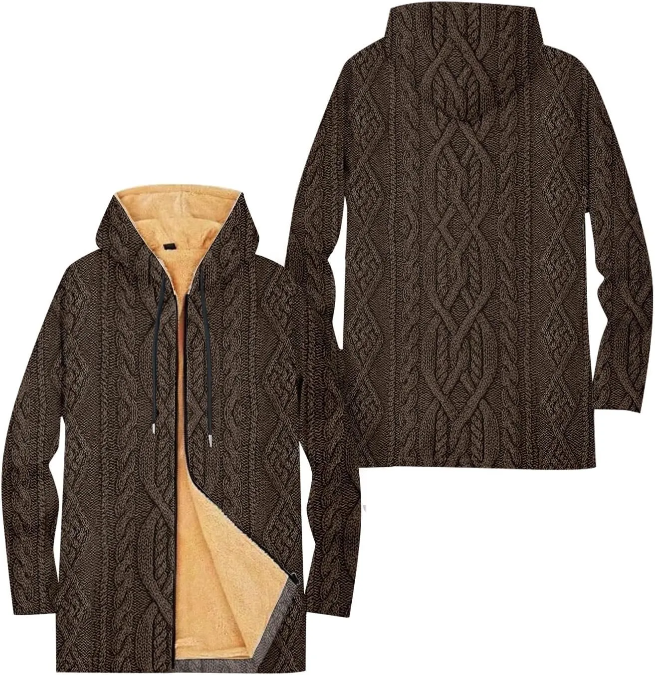Mens Sherpa Hoodie Full-Zip Thermal Fleece Hooded Winter Thick Heavyweight Hoodies