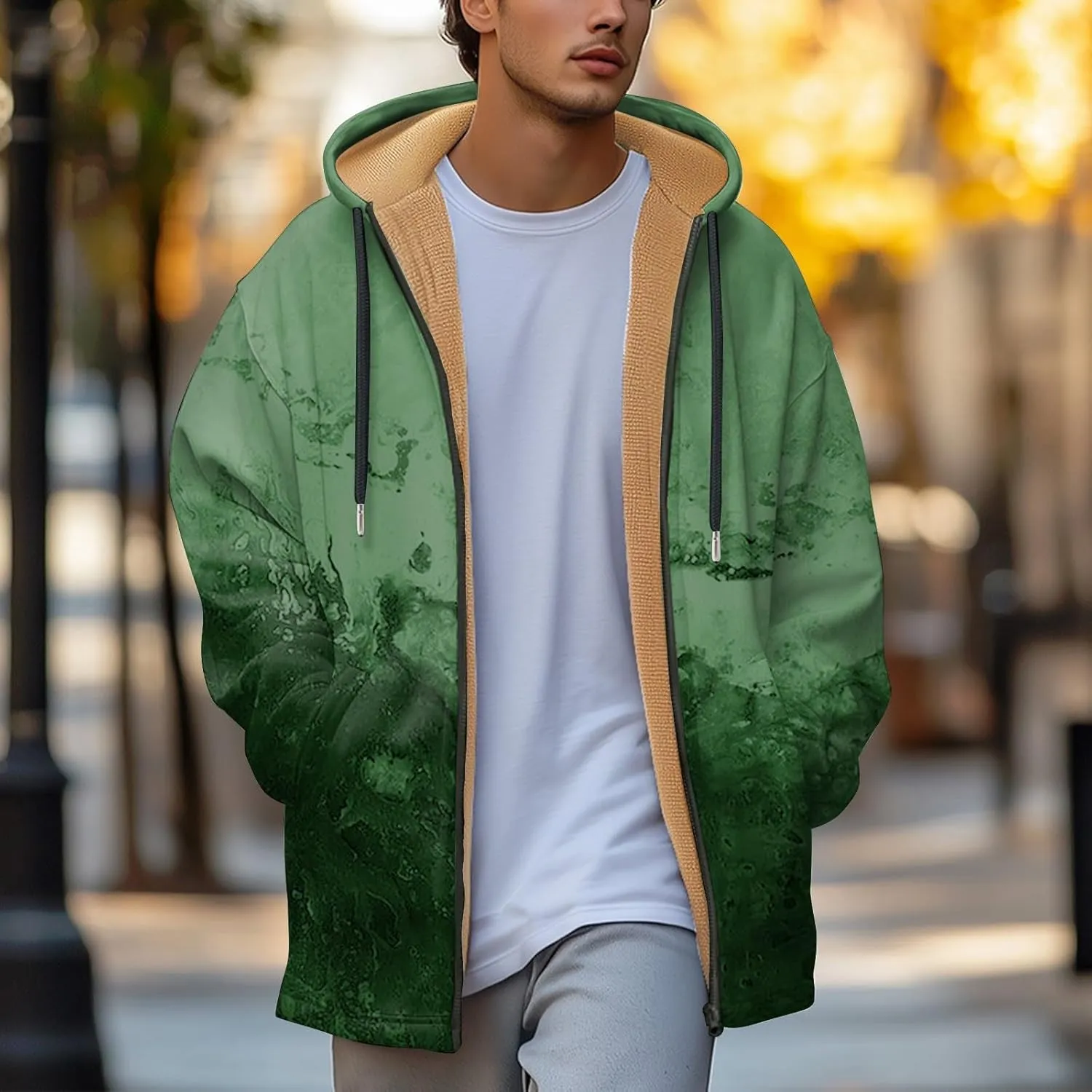 Mens Sherpa Hoodie Full-Zip Thermal Thick Sweatshirt Winter Fleece Heavyweight Hoodies