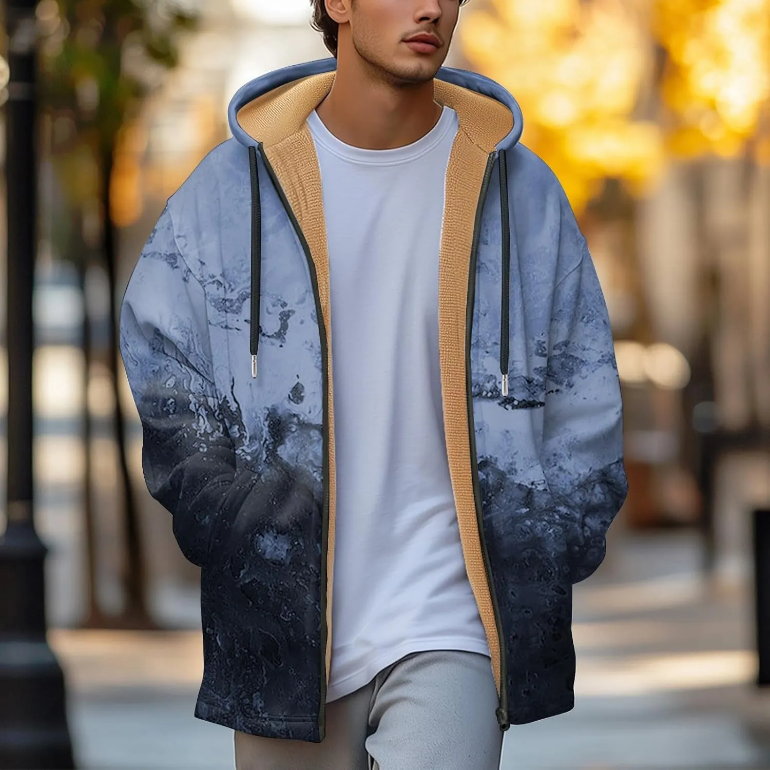 Mens Sherpa Hoodie Full-Zip Thermal Thick Sweatshirt Winter Fleece Heavyweight Hoodies