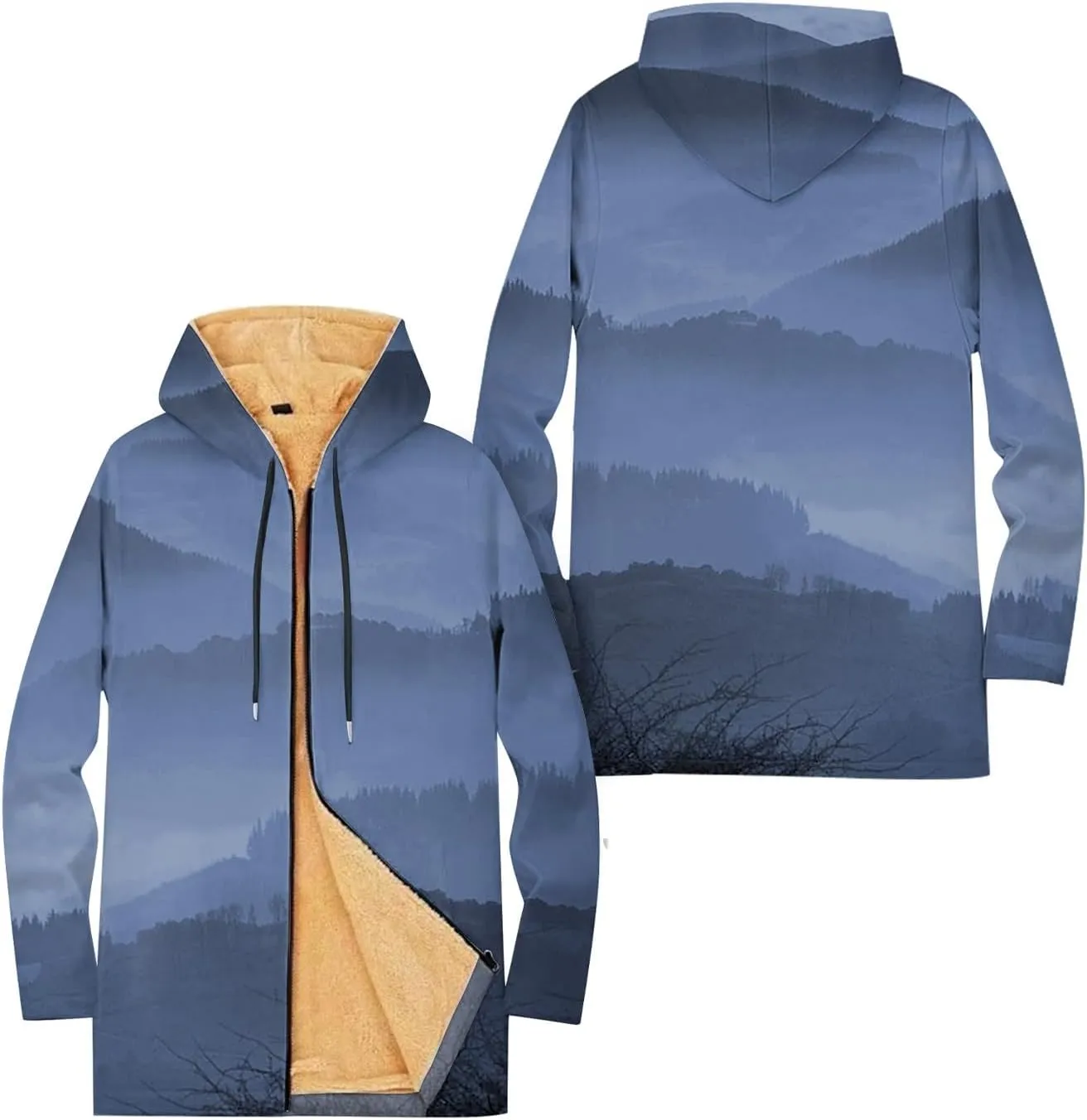 Mens Sherpa Hoodie Full-Zip Thick Heavyweight Sweatshirt Warm Winter Fleece Hooded