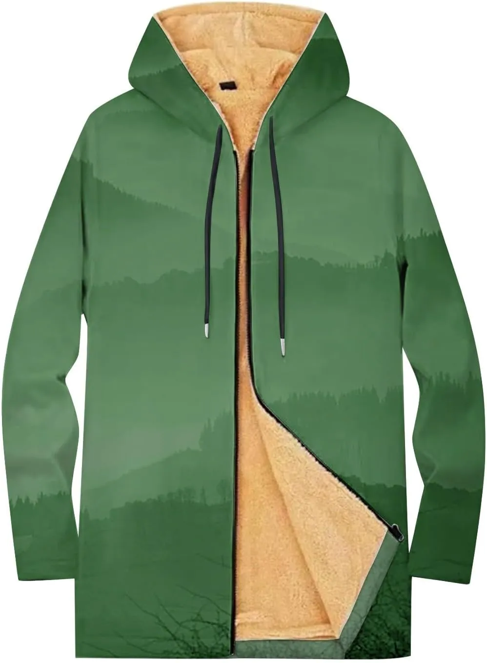 Mens Sherpa Hoodie Full-Zip Thick Heavyweight Sweatshirt Warm Winter Fleece Hooded