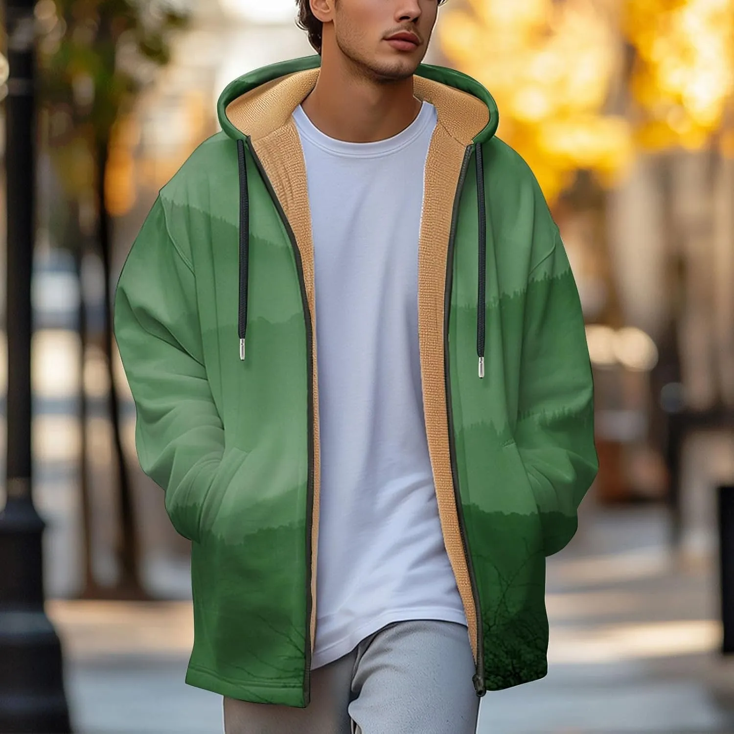 Mens Sherpa Hoodie Full-Zip Thick Heavyweight Sweatshirt Warm Winter Fleece Hooded
