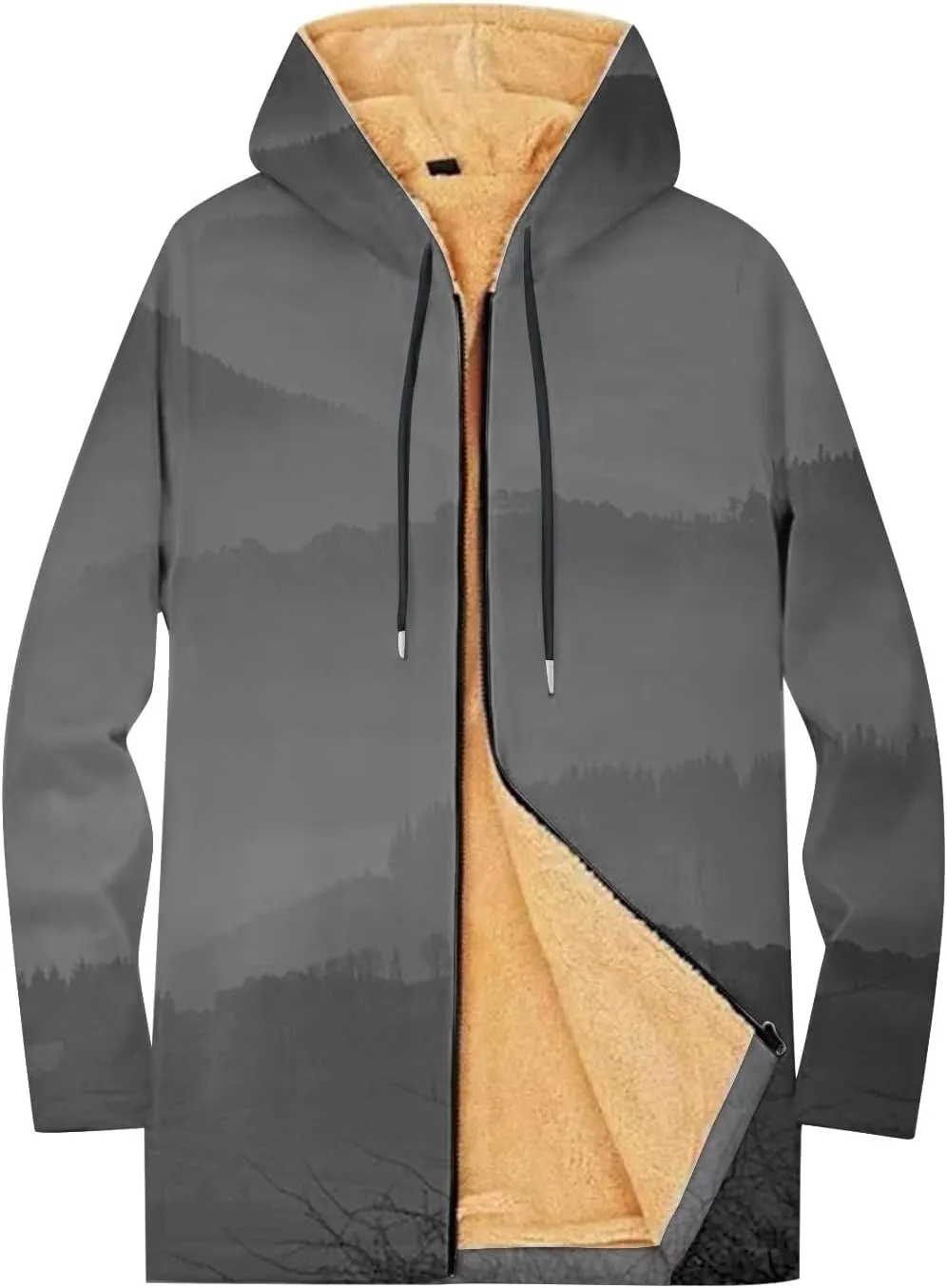 Mens Sherpa Hoodie Full-Zip Thick Heavyweight Sweatshirt Warm Winter Fleece Hooded