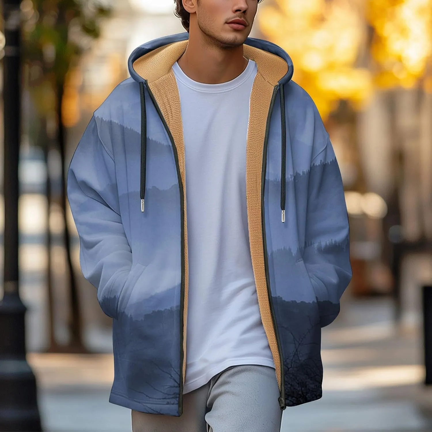Mens Sherpa Hoodie Full-Zip Thick Heavyweight Sweatshirt Warm Winter Fleece Hooded