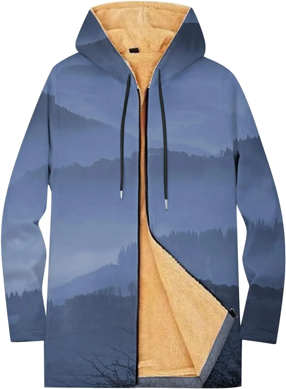 Mens Sherpa Hoodie Full-Zip Thick Heavyweight Sweatshirt Warm Winter Fleece Hooded