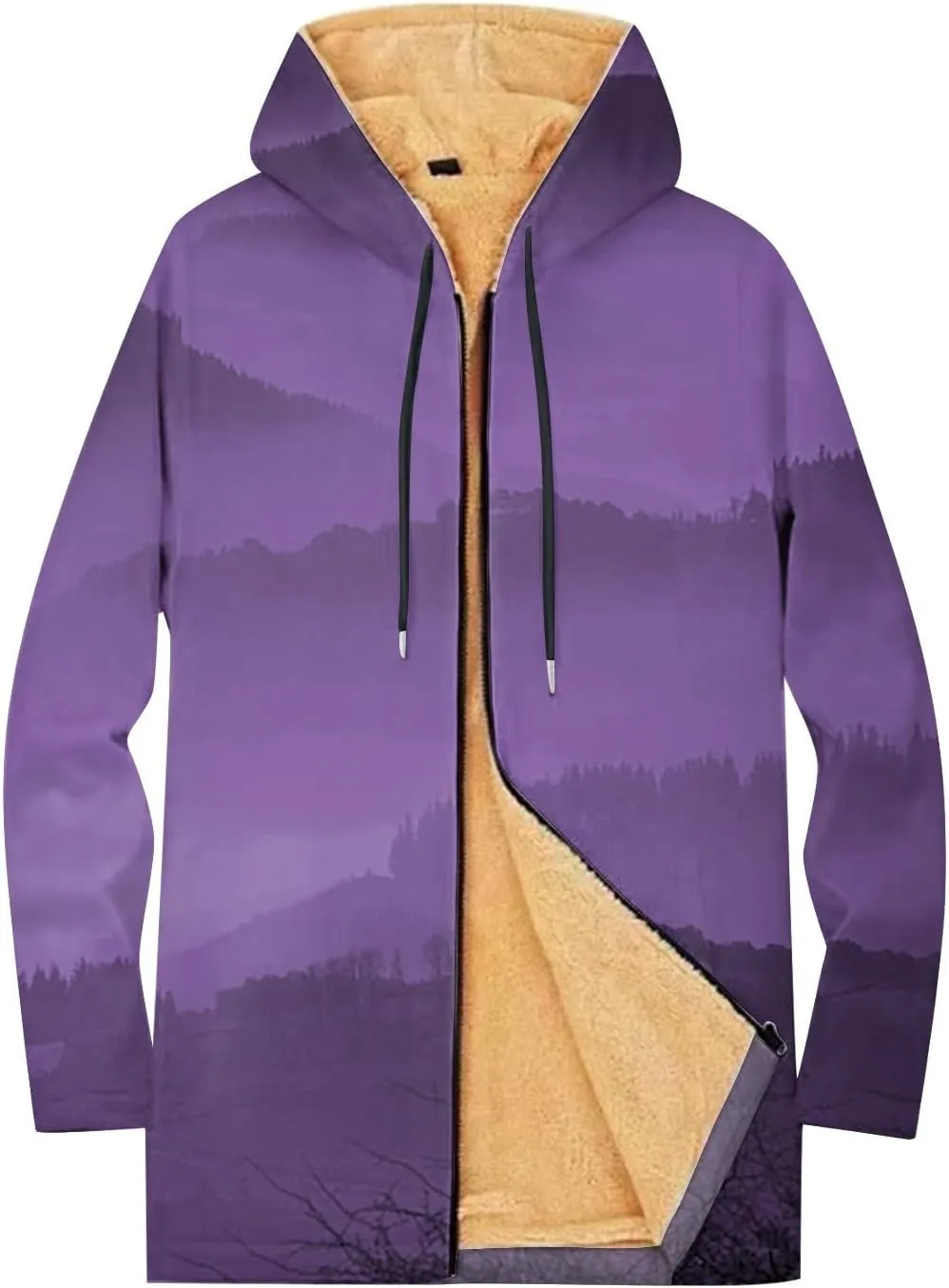 Mens Sherpa Hoodie Full-Zip Thick Heavyweight Sweatshirt Warm Winter Fleece Hooded