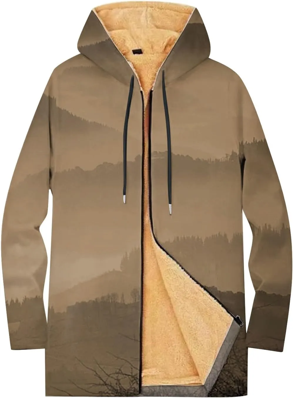 Mens Sherpa Hoodie Full-Zip Thick Heavyweight Sweatshirt Warm Winter Fleece Hooded