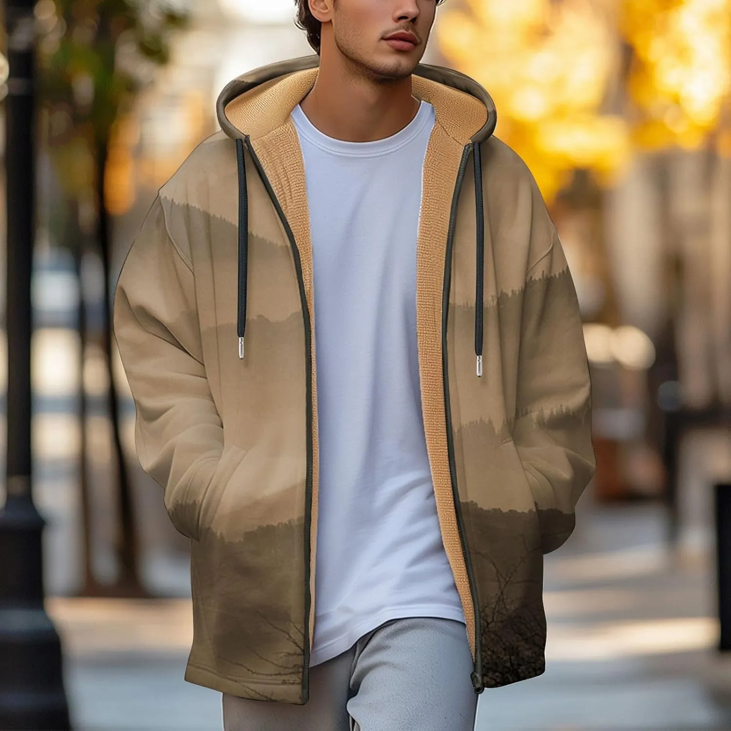 Mens Sherpa Hoodie Full-Zip Thick Heavyweight Sweatshirt Warm Winter Fleece Hooded