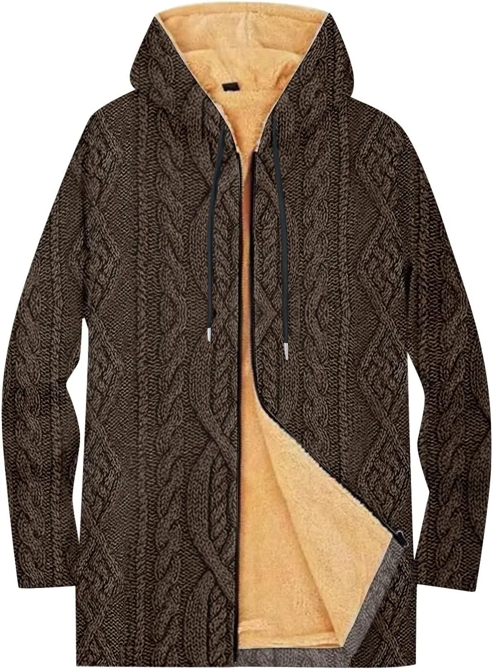 Mens Sherpa Hoodie Full-Zip Thick Warm Sweatshirt Fleece Casual Heavyweight Hooded