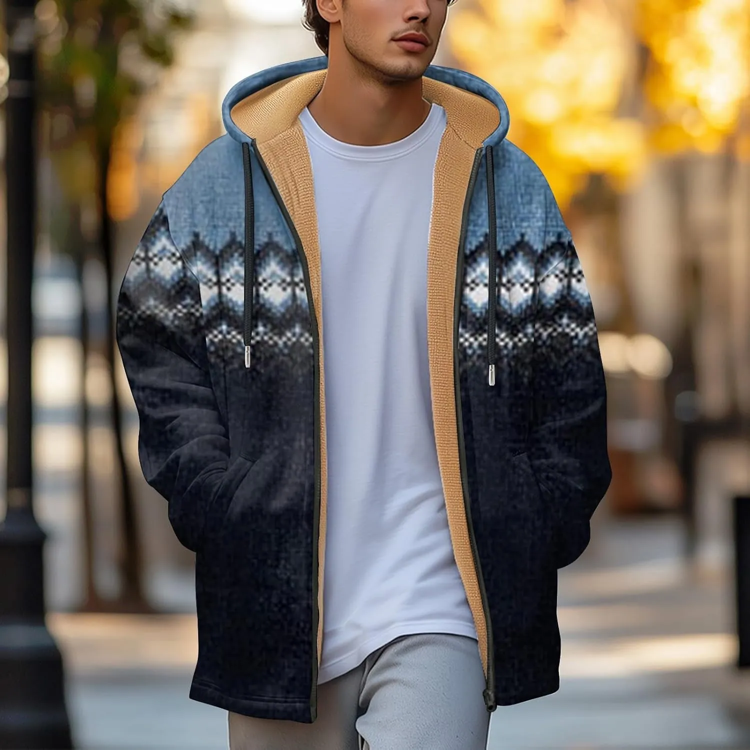 Mens Sherpa Hoodie Full-Zip Thick Warm Sweatshirt Fleece Casual Heavyweight Hooded