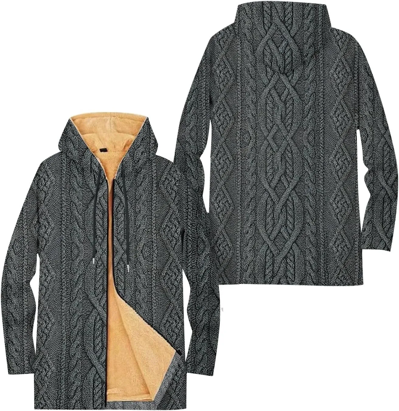 Mens Sherpa Hoodie Full-Zip Thick Warm Sweatshirt Fleece Casual Heavyweight Hooded