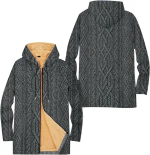 Mens Sherpa Hoodie Full-Zip Thick Warm Sweatshirt Fleece Casual Heavyweight Hooded
