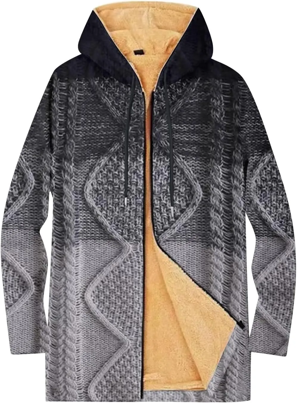 Mens Sherpa Hoodie Full-Zip Thick Warm Sweatshirt Fleece Casual Heavyweight Hooded