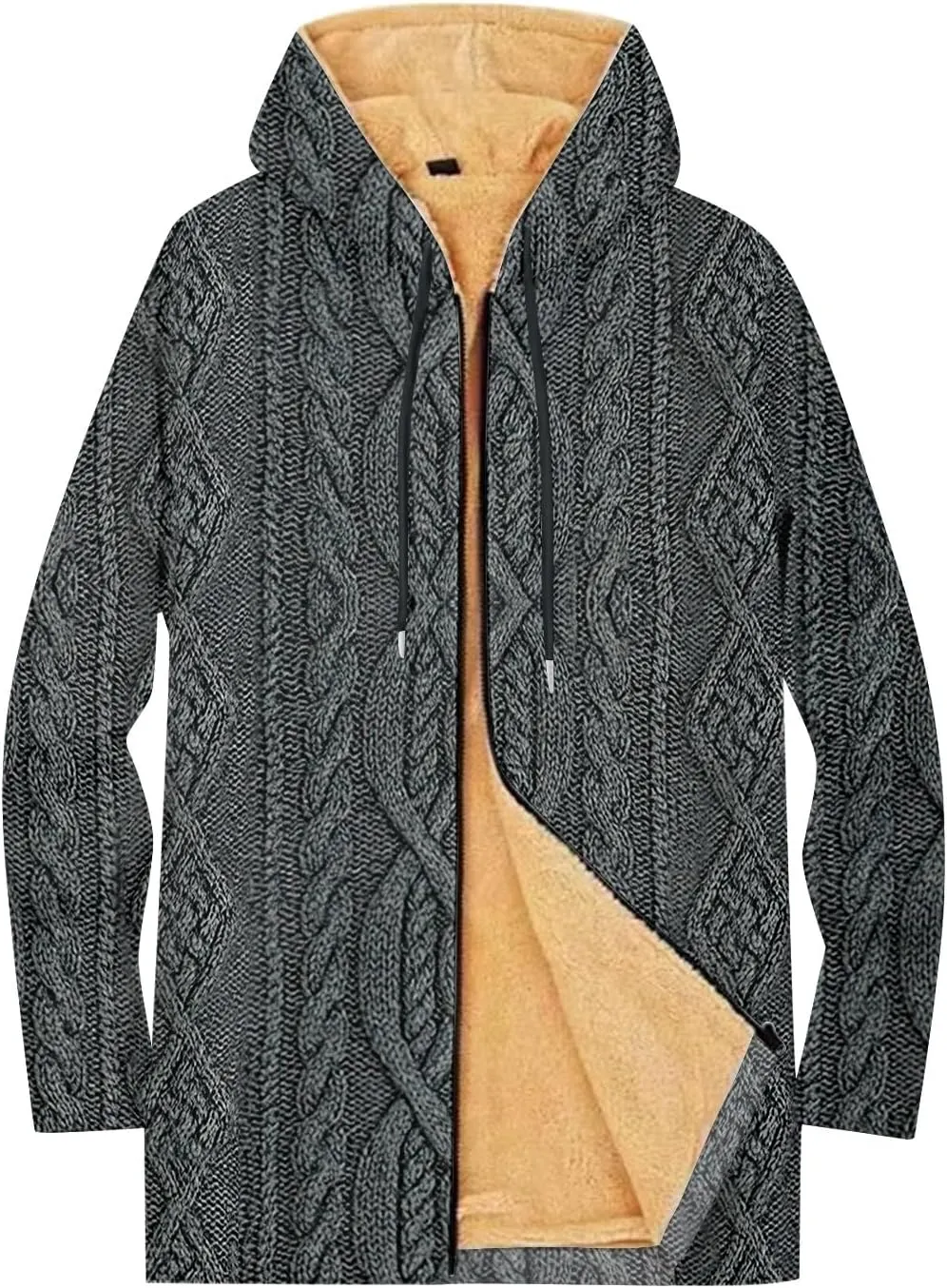 Mens Sherpa Hoodie Full-Zip Thick Warm Sweatshirt Fleece Casual Heavyweight Hooded